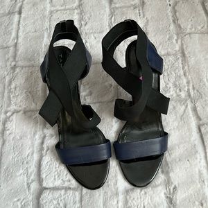 Tahari Lace Elastic Crisscross Strap Heels Size 8.5